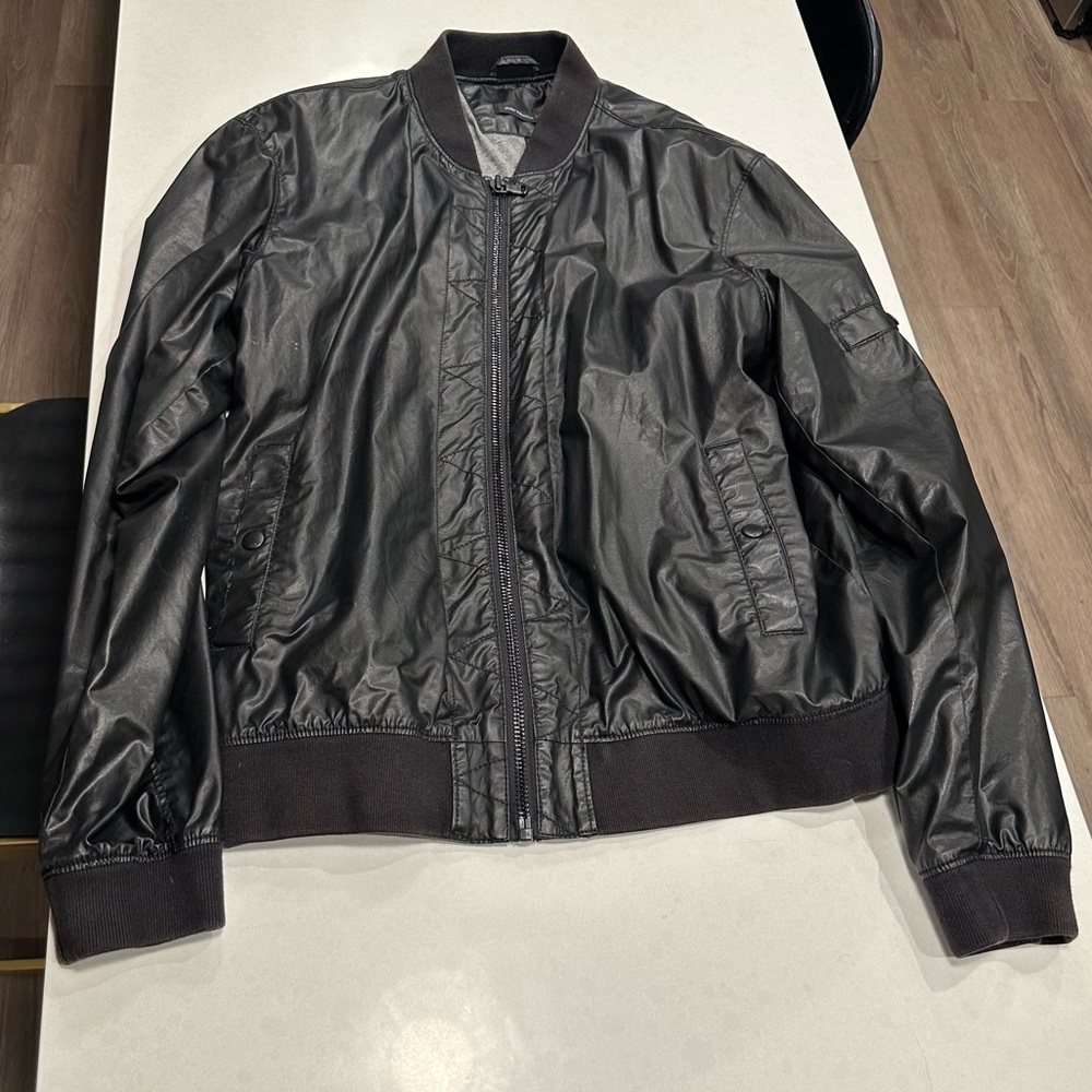 John Varvatos Coated Bomber Jacket - Black - Large